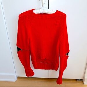 **ALEXANDER MCQUEEN Vibrant Red Zip-Detail Sweater - Worn Only a Couple Times**